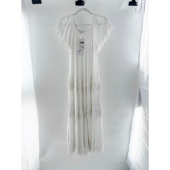Muche Muchette Dresses & Skirts - NWT Muche et Muchette Off Shoulder Lace Trim Tiered Maxi Dress White One Size